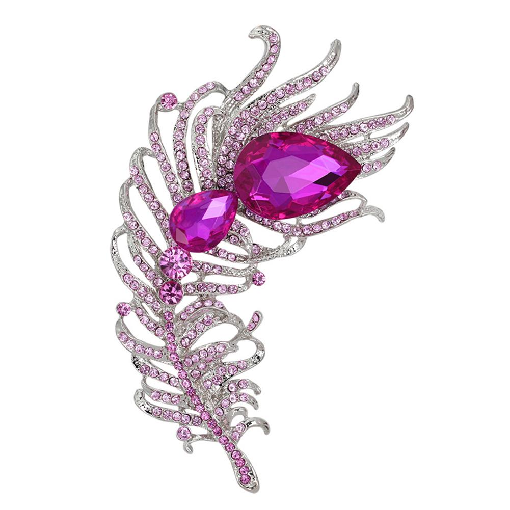 Women Girls Xmas Gift Refined Brooches Peacock Feather Pattern Breastpin with Shimmer Rhinestone