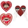 INFUNLY 3pcs Evil Eyes Beaded Patches Rhinestone Applique Patches Sequin Applique Sew on Crystal Heart Patch Red Heart Embroidery Patch for Clothing