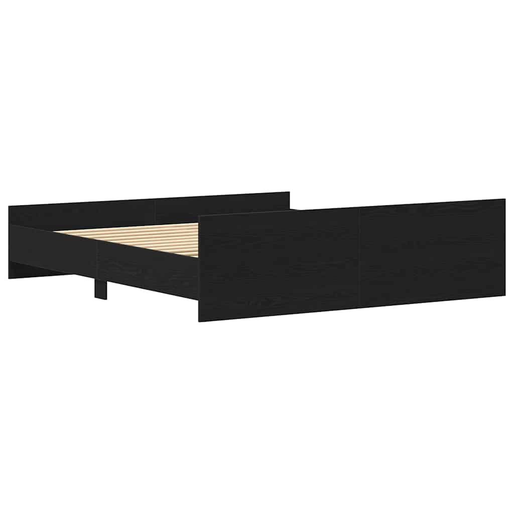 Bed Frame without Mattress Black Oak Look 200 x 200 cm