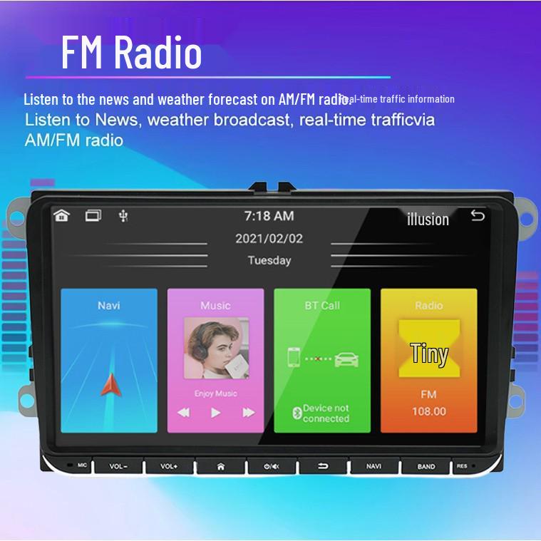 9-inch Android Car MP5 Player for Volkswagen with GPS, CarPlay, and Bluetooth.