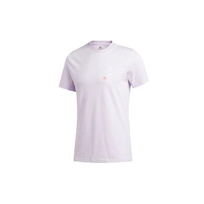 adidas SS20 Outgoing Waves Logo Print Round Neck Short Sleeve T-Shirt Men Tops Light-Purple FM7538