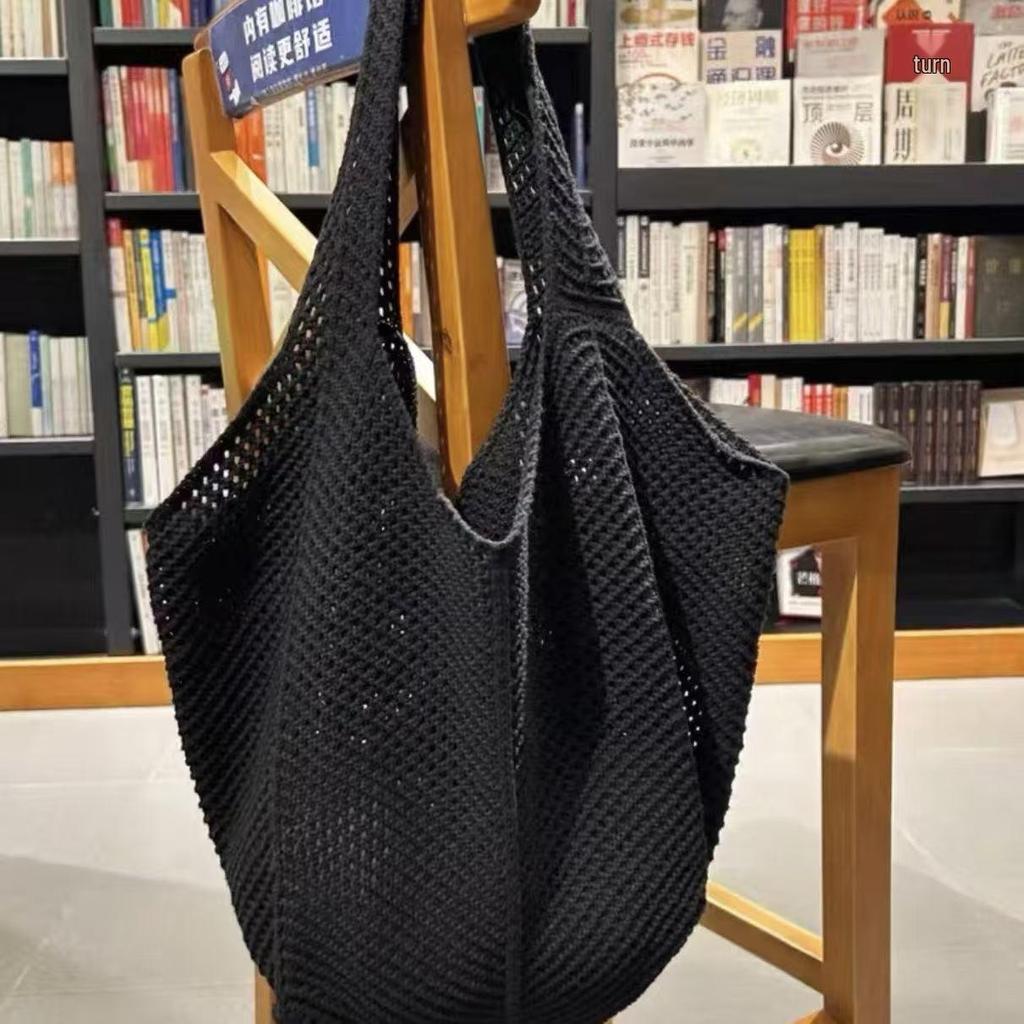 Seaside Crochet Cotton Mesh Bag - Large Capacity, Lazy Summer Style for Women