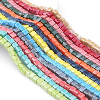 Jewelry Accessories Handmade Bracelet Necklace Material Earrings Making DIY Beaded 6mm Square Beads Creative Ornament Accessories Ceramic Loose Beads