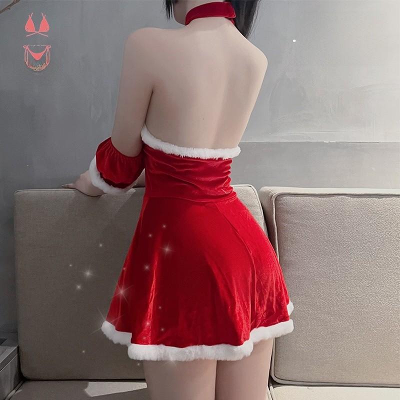 Christmas Costume Sexy Dress With Sleeveless Top And Seven Quarter Pants For Young Women