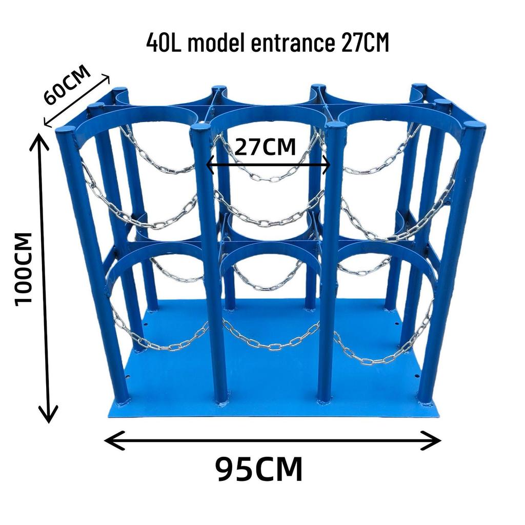 Dual Cylinder Anti-Tip Rack for Lab Oxygen and Acetylene Tanks