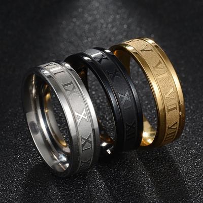 Anillo creativo de decoración de regalo de joyería Punk con números romanos de dedo de acero de titanio