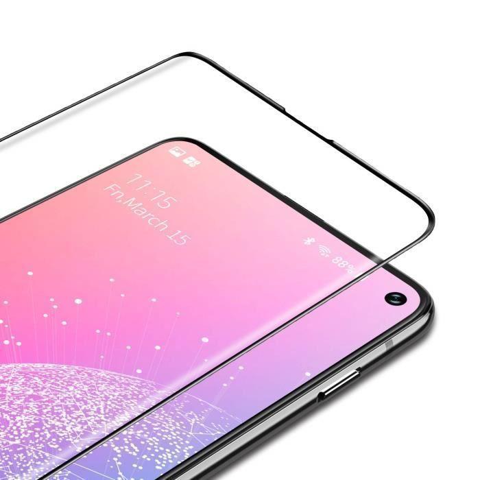 Verre Trempé - Phonillico® - Samsung Galaxy S10E - Bord Noir - Protection Ecran - Anti Rayures