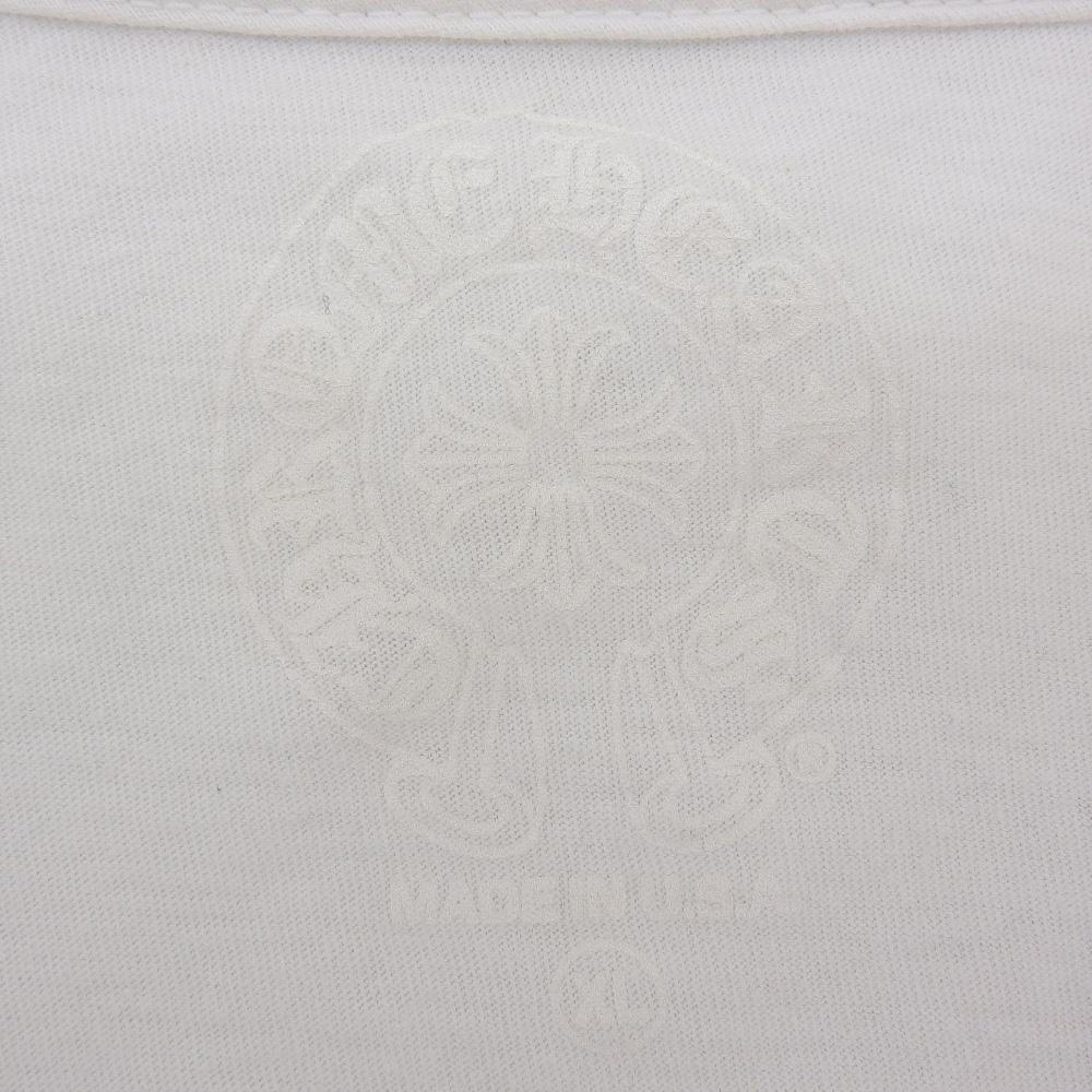 CHROME HEARTS Herren Weiß Langarm T-Shirt mit NECK LOGO und LS TASCHE, Größe XL Oberteile XL weißGebraucht