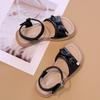Girl Sandals Summer Solid Color Children Causal Princess Bowtie Flat Sandals Fashion Open-toe Kids School Black Beige Sandals
