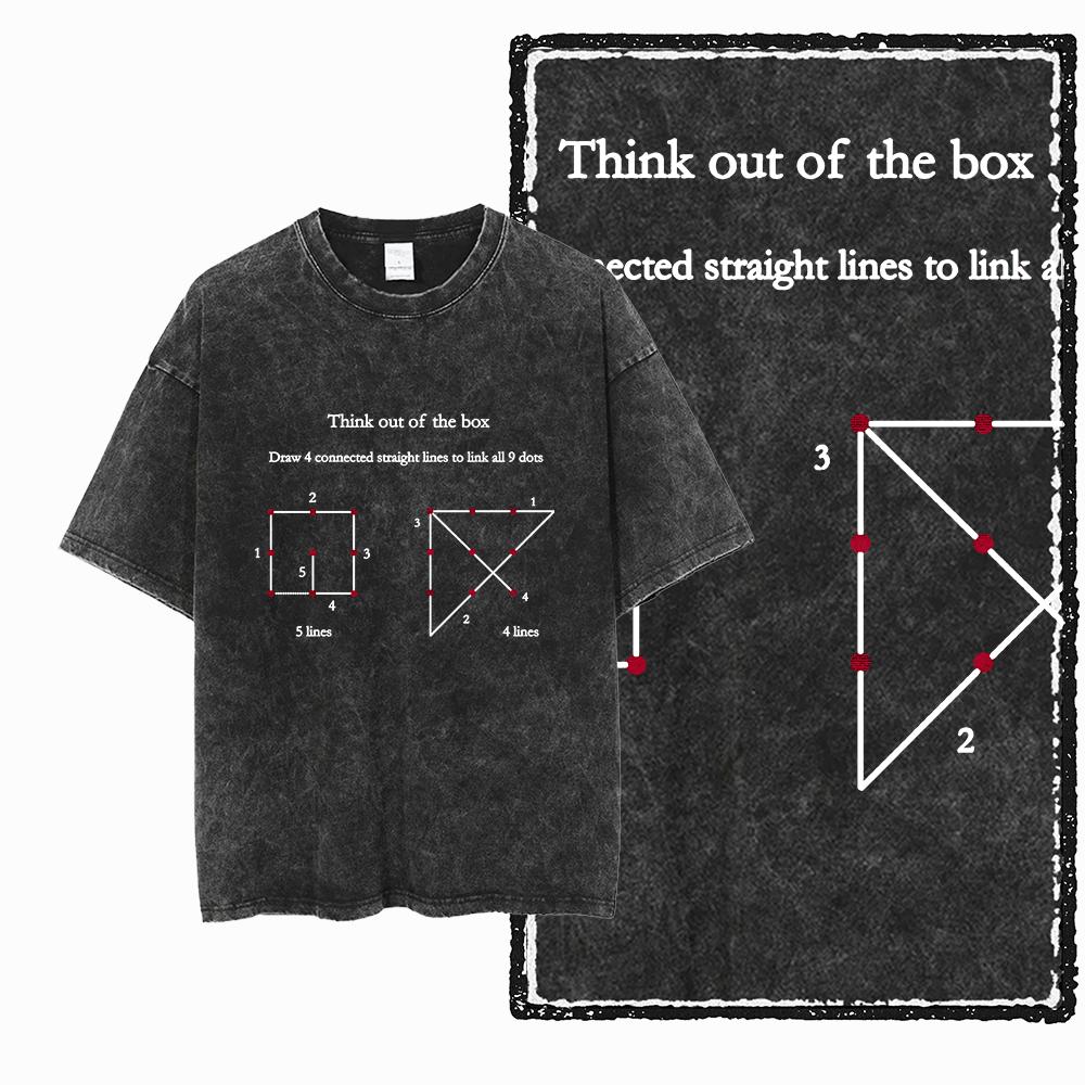 ZB THINK OUT OF THE BOX Printed Cotton Acid Washed Graphic Unisex T Shirt Cool Streetwear Men Tshirts Big Size Tee for men