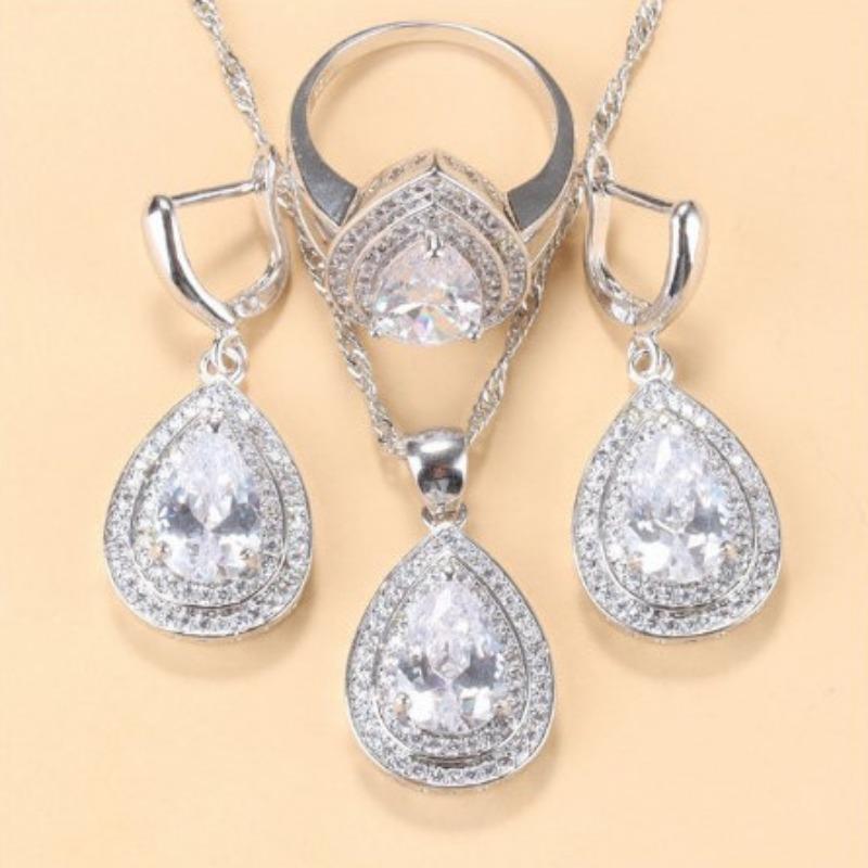 

Комплект украшений из драгоценных камней, подвеска, серьги, ожерелье, кольцо, женский комплект 10#