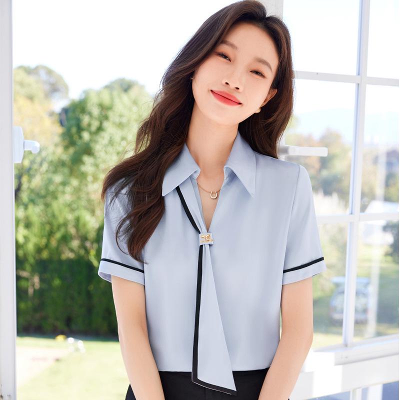 Women's Stylish White Short-Sleeve Summer Shirt 2024