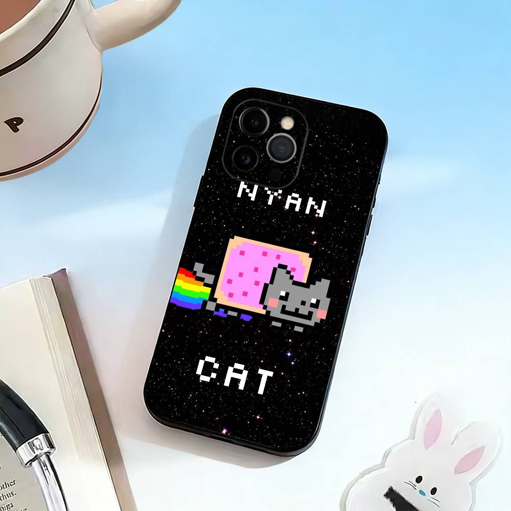 Cute N- Nyan C- Cat Phone Case Silicone Soft For IPhone 17 16 15 14 13 12 11 X XR Plus Pro Max Plus