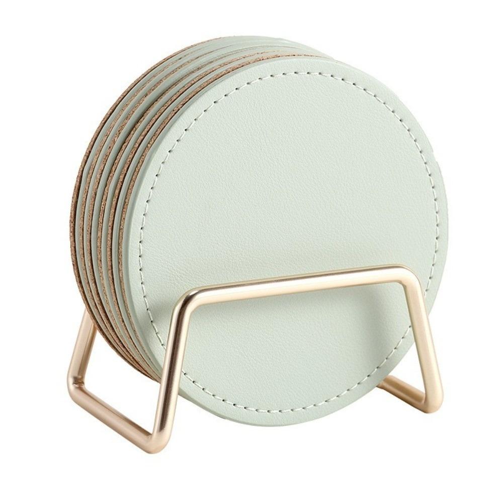 Waterproof PU Leather Cork Coaster Tabletop Protection Spill-proof Drink Cup Mat Non Slip Holder Set Coffee Mug Cushions Bar