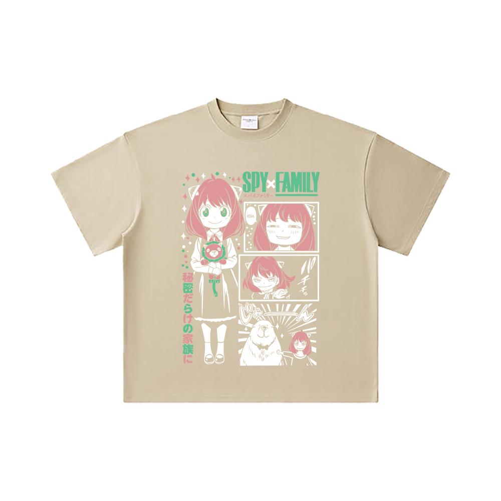 260 GSM Double Yarn 32 Count 100% Cotton Spy x Family V4 Anya Print Unisex Heavy Cotton T Shirt