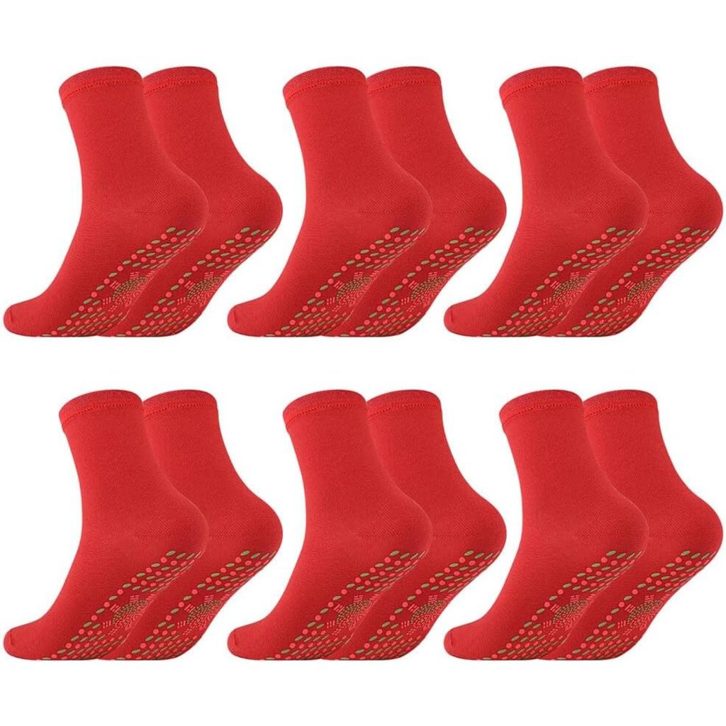 Self Heating Socks 6 Pairs Unisex Cotton Thermal Washable Wormwood Heated Socks Free Size for Winter Autumn