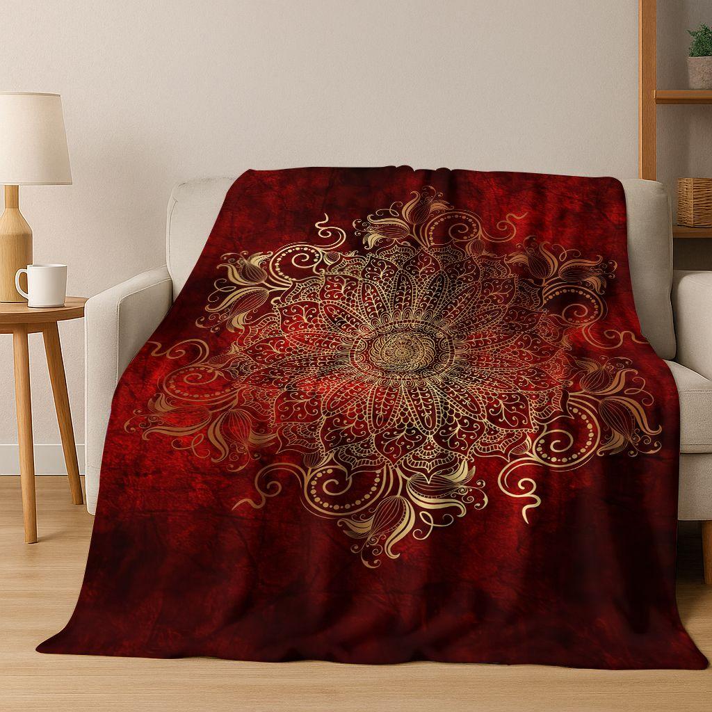 Regenbogen Mandala Blume Chakren Yoga Bohemia Kunst Flanell Decke, Gemütliche Weiche Überwurfdecke für Zuhause Schlafzimmer Bett Sofa Abdeckung Kinder Geschenk