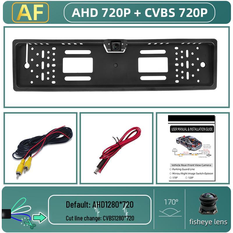 European Car License Plate Frame with LED Light and HD AHD Backup Rearview Camera