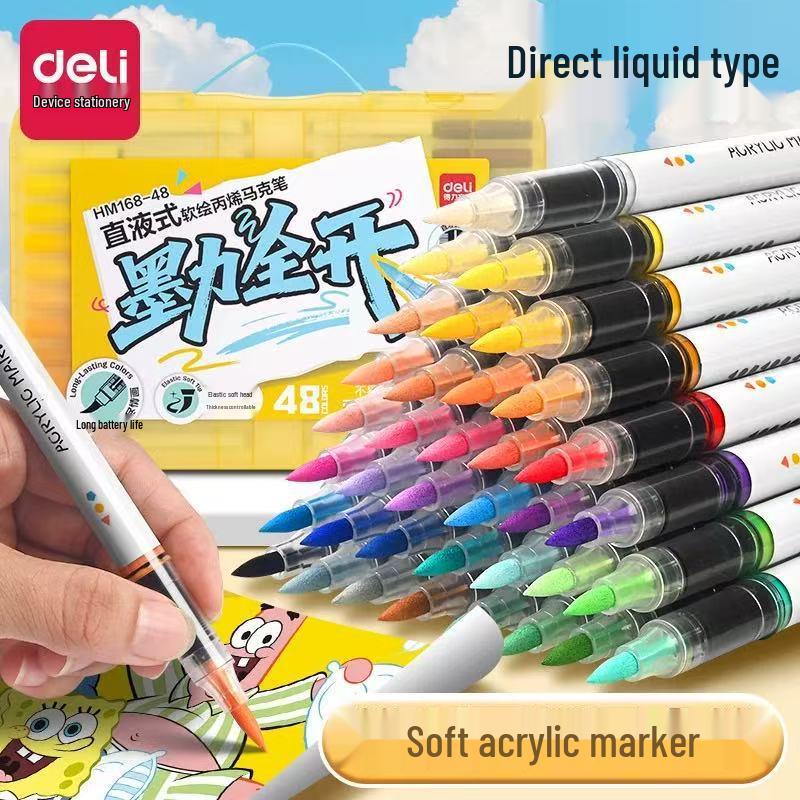 Deli Opaque Liquid Ink Acrylic Marker Pen - Stackable, Soft Tip for Students and Kids, Ideal for Art Projects