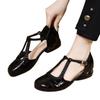Design sense niche woven soft leather hollow Mary Jane small leather shoes versatile soft sole thick heel bag head sandals women