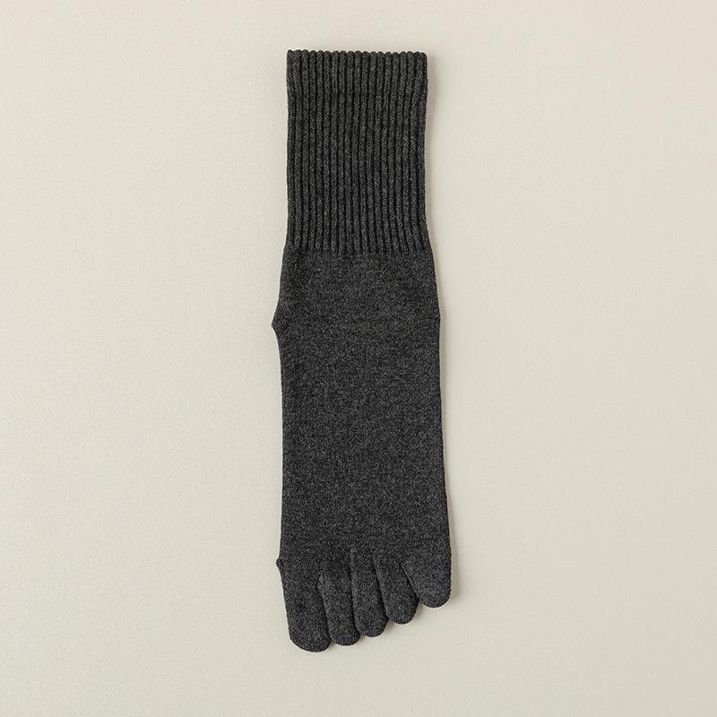 Chaussettes mi-mollet à cinq doigts pour hommes - Anti-odeur, Absorbantes la transpiration, Sans couture, Anti-boulochage, Pur coton, Automne/Hiver.