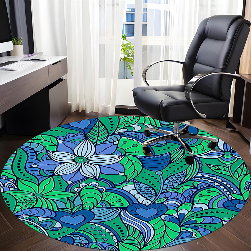 1PC Floral Mandala Pattern Chair Carpet for Office, Indoor Non-Slip Washable Carpet, Soft Comfortable Mat For Office Room Yy250930288