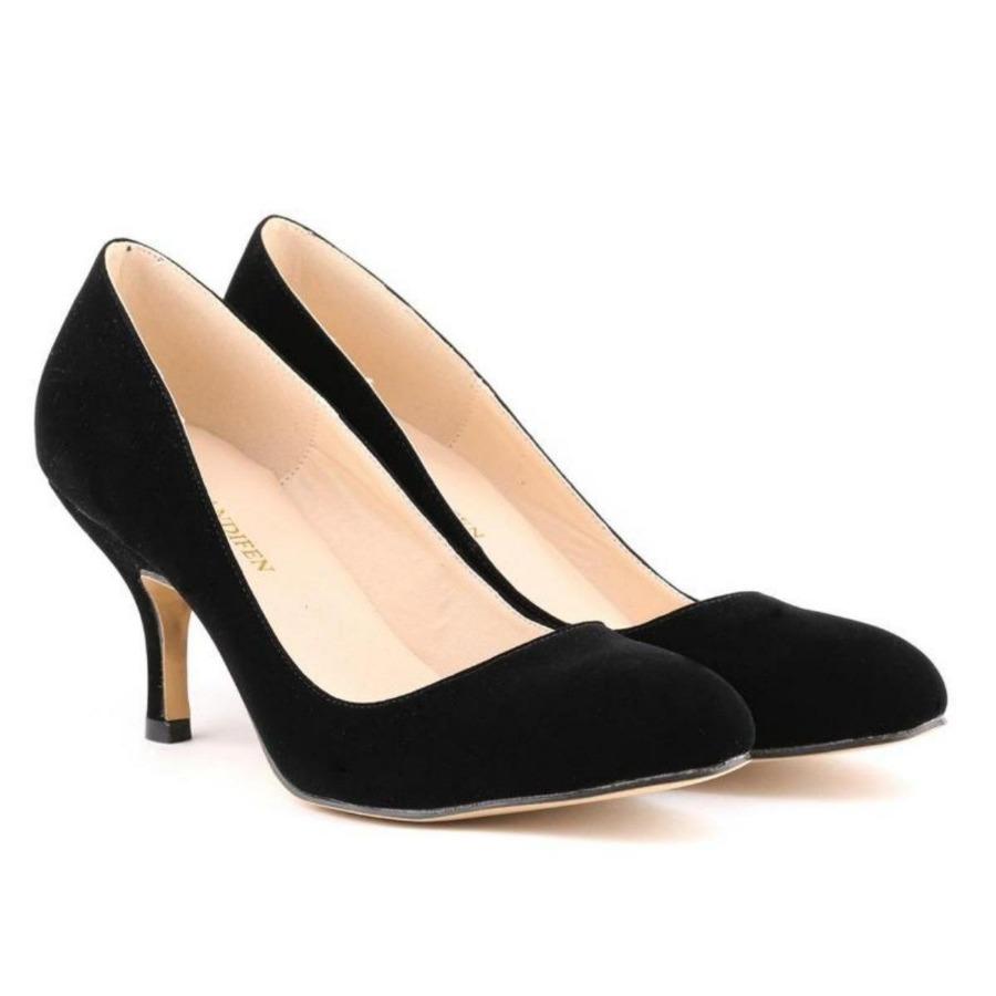Nye Kvinner Pumps Klassiske Sexy spisse tær 6,5 cm Mid Med Kattunge Høye hæler Sko Vår Merkedesign Svart kjole Bryllupssko