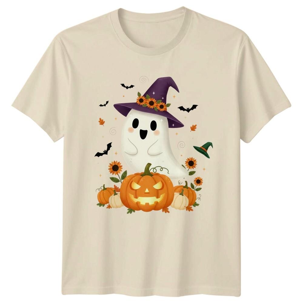 Happy Ghost Sunflower Witch Hat TShirt Cute Autumn Fall Gift For Him