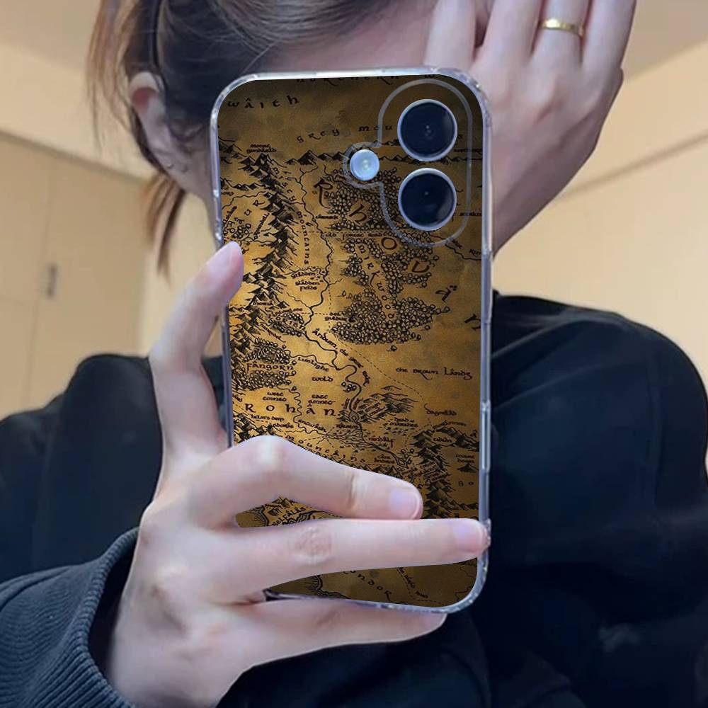 The Lord of the R-Rings Map Transparent Phone Case For iPhone 17 16 15 11 12 13 14 Pro Max Mini Soft TPU Silicone Plus