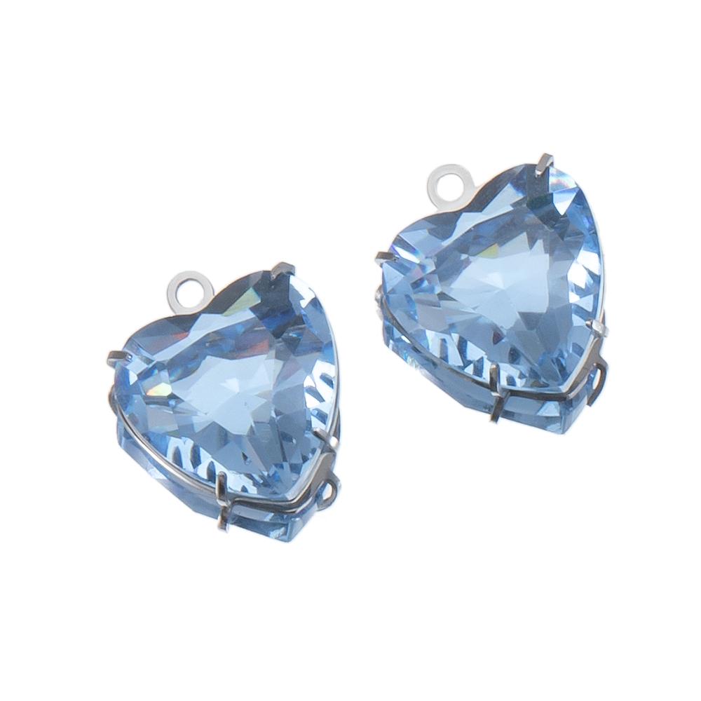 5pcs Stainless Steel Zircon Heart Pendants Base Clear Crystal Charm Beads with Hole for Necklace Making DIY Ear Jewelry Findings