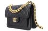 Chanel 23s Fibbia Dorata Borsa Tofu Pelle di Mucca Borsa a Tracolla Flip Borsa a Spalla Singola Borsa a Tracolla Regolare Donna Nera
