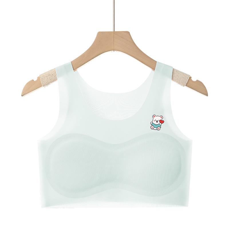 Girls' Seamless Underwear Set for Ages 7-12: Anti-Bulge Vest & Junior Bra