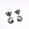 Charm Gothic Black Bowknot Hollowed-out Crescent Moon Kitten Dangle Earrings for Women Halloween Party Witch Jewelry Accessories