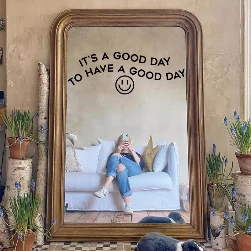 Creative 'Good Day' English Word Self-Adhesive Wall Stickers for Coffee Shop or Boutique Windows