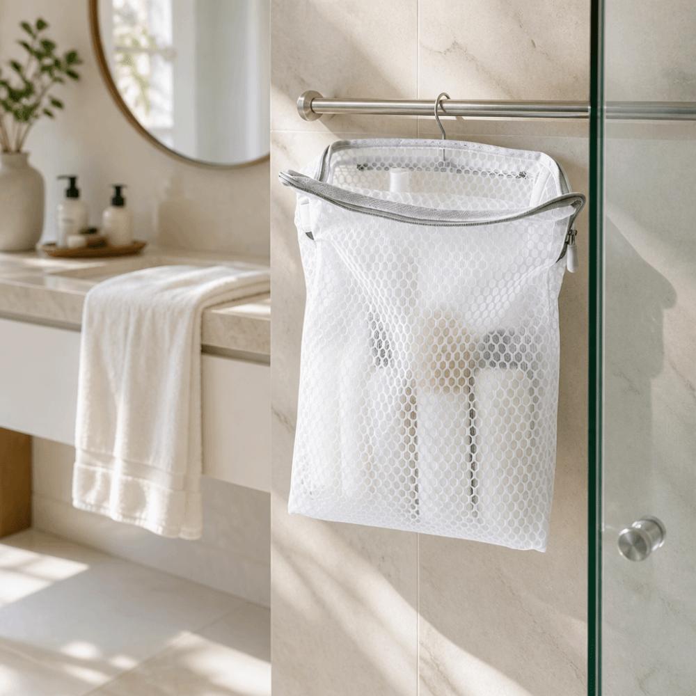 Mesh Design Hanging Storage Bag Large Capacity Hanging Mesh Bag Storage Organizer Kitchen Storage