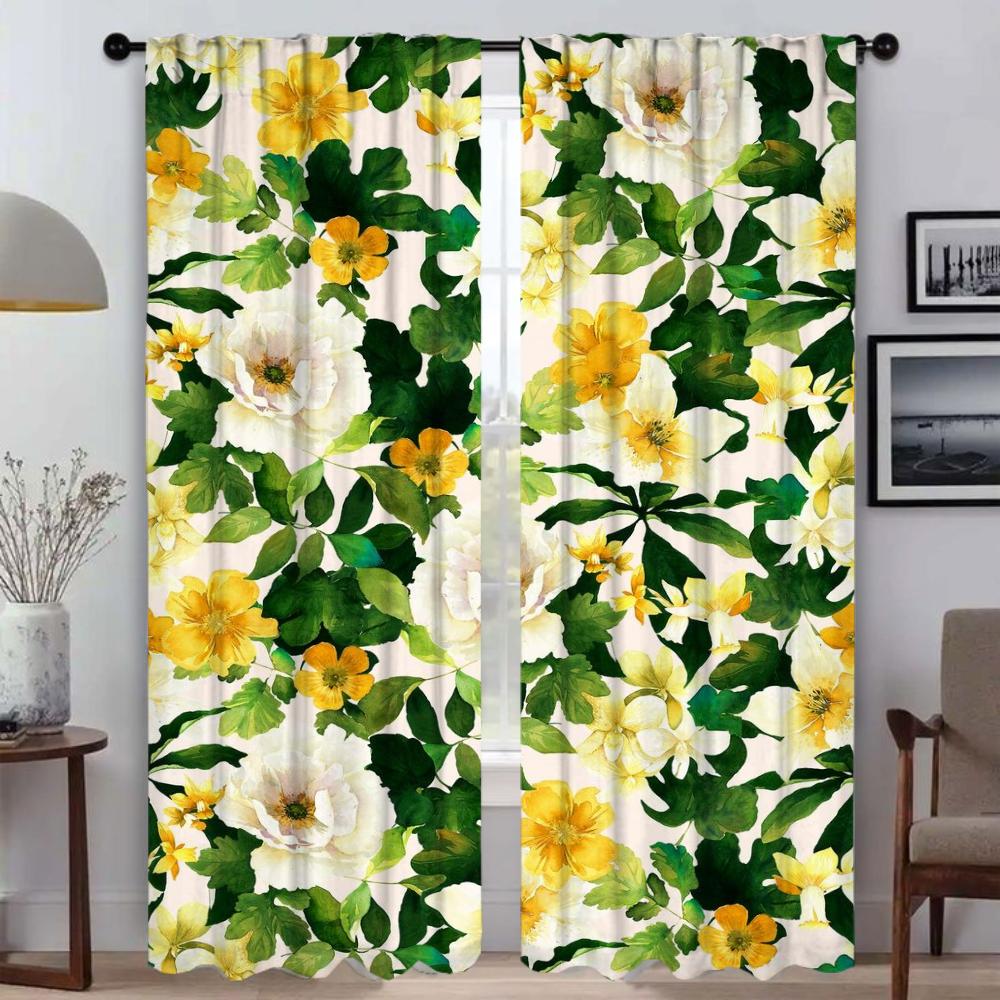Modern Living Room Curtains for Camera Beauty Flowers Blackout Curtain Halloween Decoration Partition Home Interior Curtains