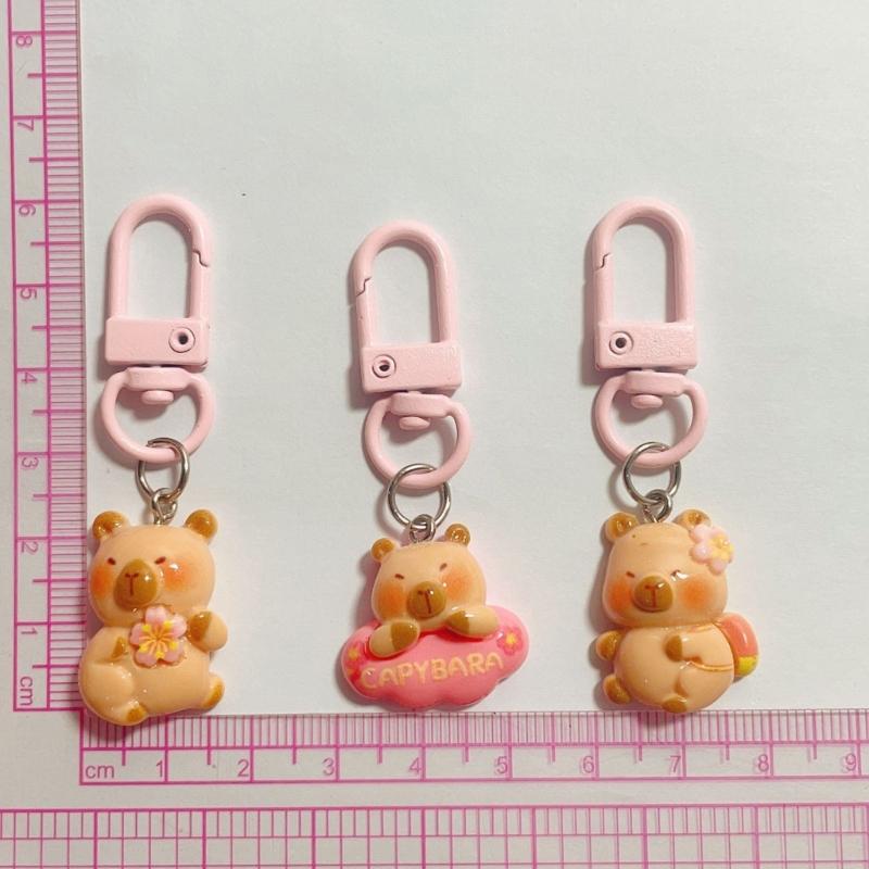 Set of 5/6 Capybara Key Rings Multifuntional Resin Accessory Cartoon Capybara Bag Pendant Suitable for Key and Bag