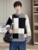 Men's Trendy Color Block Patchwork Sweater, Winter Warmth, Plus Size Knitwear, Versatile Base Layer, Niche Design.