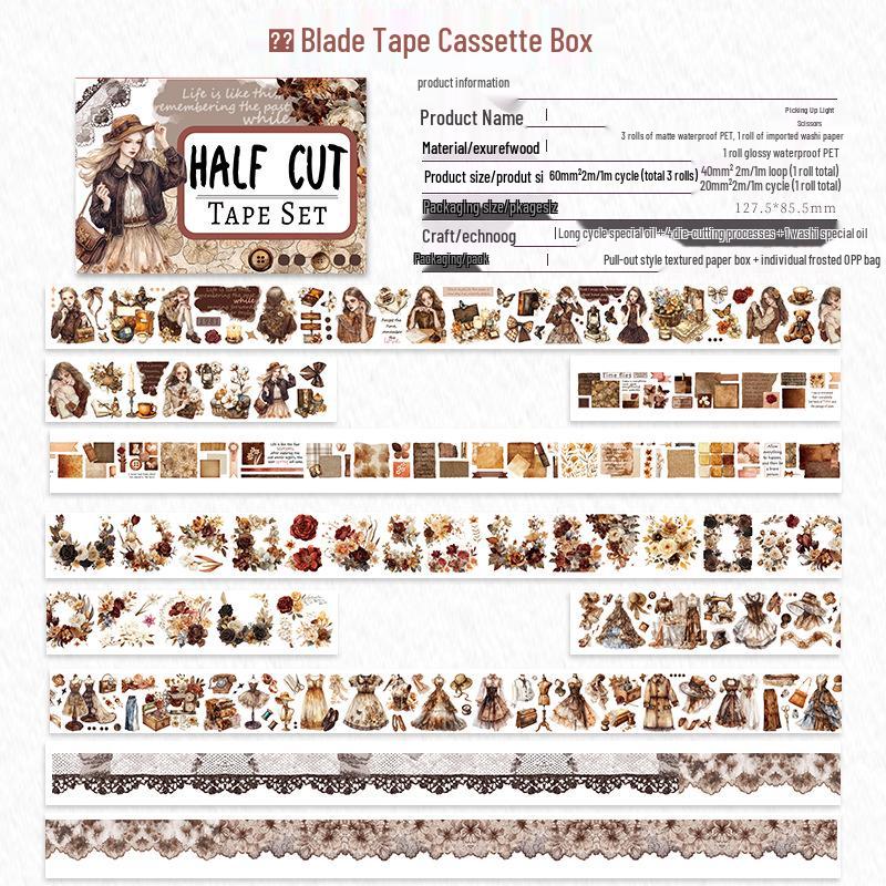 Die-cut PET Washi Tape Set: Coffee Theme, European & American Style for Journaling & Decoration