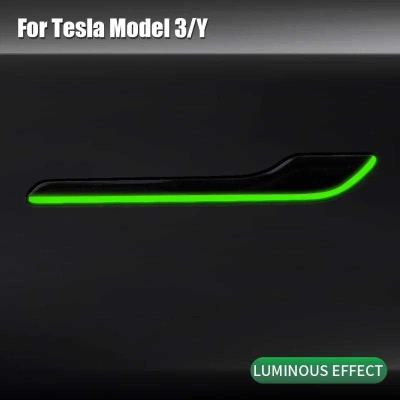 Luminous Car Handle Protector Stickers Door Handle Night Glowing Protector Decals For Tesla Model 3/Y Car Exterior Accessories