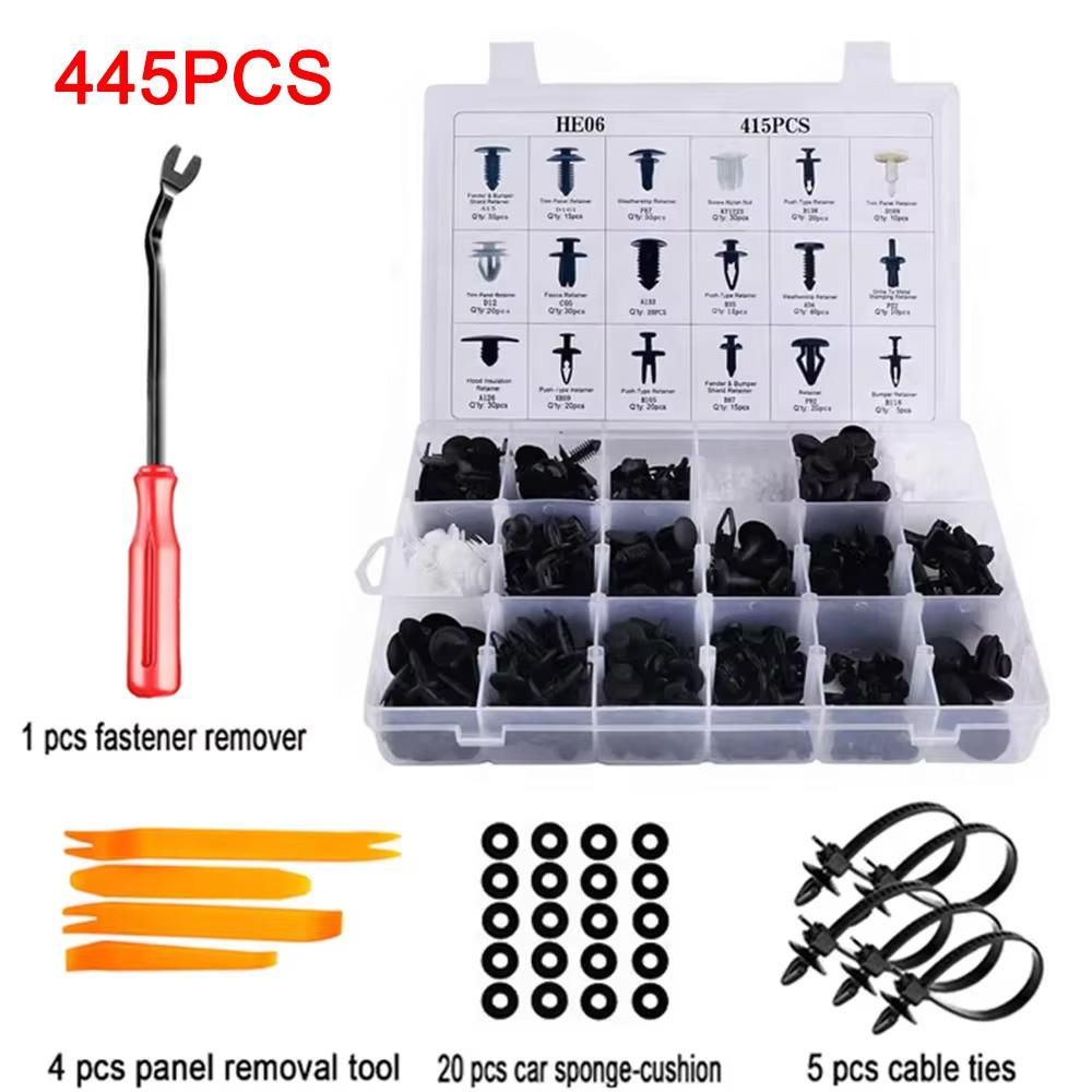 415/620Pcs Auto Bumper Retainer Plastic Rivets Fasteners Push Retainer Clips Kit Door Trim Panel Fender Clips With Cable Ties