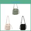 Nylon Drawstring Bucket Bag With Printed Cotton Cord For Casual Daily Use
