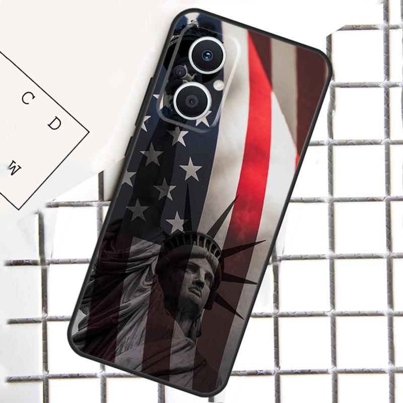 America Flag Statue of Liberty For OPPO Reno 13F 12F 14F 11F 10 11 12 13 14 Pro 8T 7 8 Lite OPPO Find X9 X8 X6 X5 Pro Case