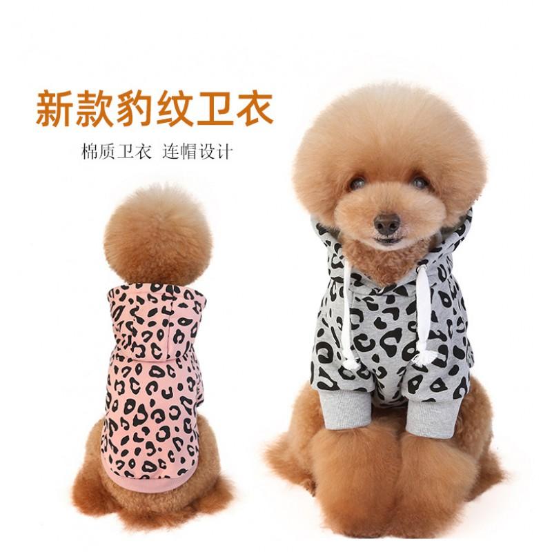 Pet Dog Hoodie Winter Warm Sweater Small Medium Large Dogs Leopard Print Casual Pullover