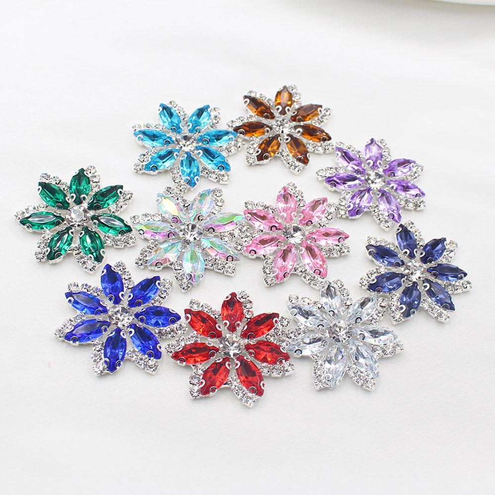 

3 pieces/batch of 40mm flat bottomed horse eye rhinestone flower hand sewn DIY hats, performance costumes, headwear and other ac