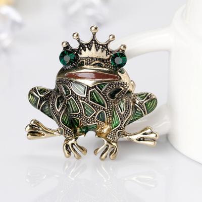 Brosche im Frosch-Stil, glänzende Strass-Emaille, modisches Kleid, Hut, Accessoire, Geschenk