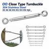 304 Stainless Steel OO Close Type Turnbuckle Adjustable M5 M6 M8 M10 M12 M14 M16 M20 Wire Rope Tensioner Sturdy Rust Proof