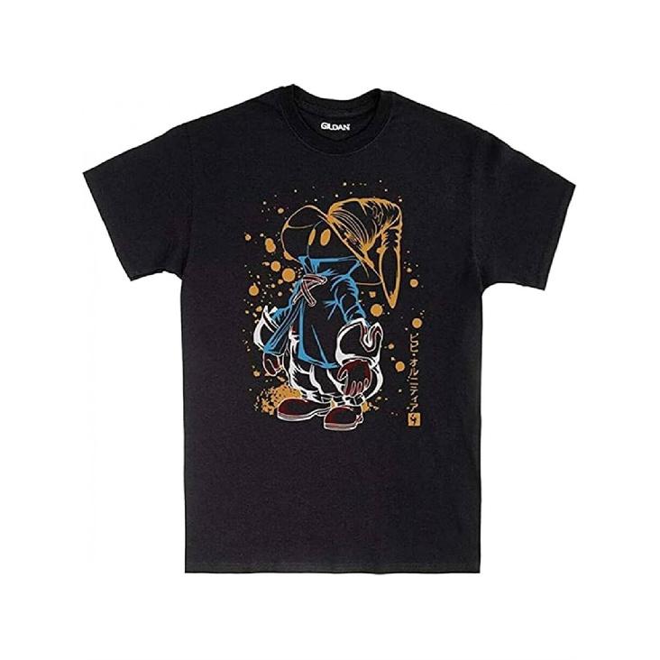 VIVI Orunitinja FF9 Men s Heavyweight Stretch T-Shirt Loose Fit Graphic Tee with Mugman Character, Breathable Streetwear Shirt for Gaming, Cosplay, S чёрный