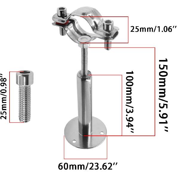Wall Mount Pipe Supports,Ceiling Mount Pipe Strap Clamp,TTZEZE 304 Stainless Steel Adjustable Pipe Bracket Holder Pipe Straps with Screws for PVC