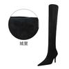 Pointed Toe Flock Sexy Over-the-Knee Boots Black Plush Warm Winter Boots 9.5cm Thin Heels Fashion Women Shoes Plus Size 39 40